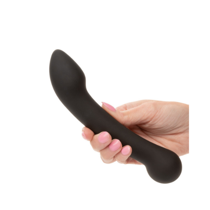 Flexible Dual-Ended Silicone Dildo with Curved Design - Black