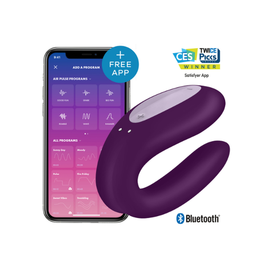 Satisfyer Double Joy App-Controlled Couple's Vibrator - U-Shape, Dual Motors, Waterproof Purple