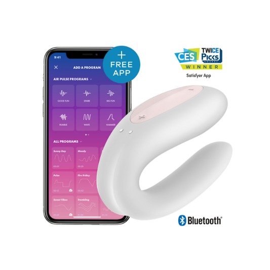 Satisfyer Double Joy App-Controlled Couples Vibrator - U-Shape Dual Stimulation, Waterproof White