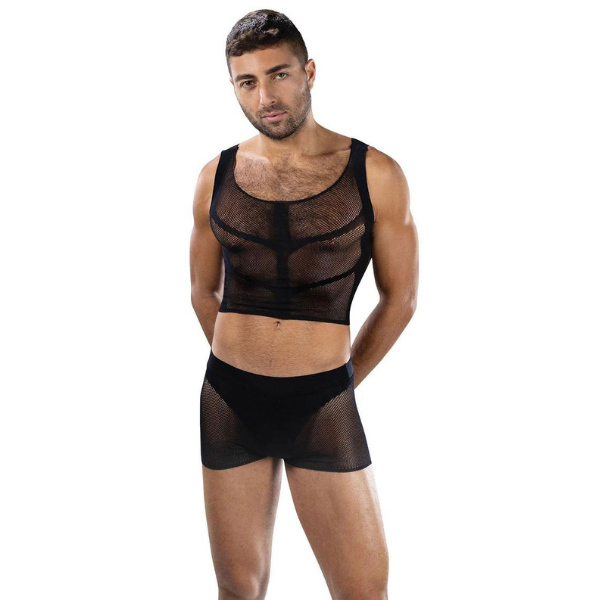 Fishnet Armor 2 Piece Set - Os - Black