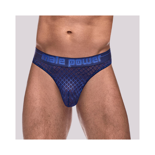 Diamond Mesh Thong - Navy - L/xl
