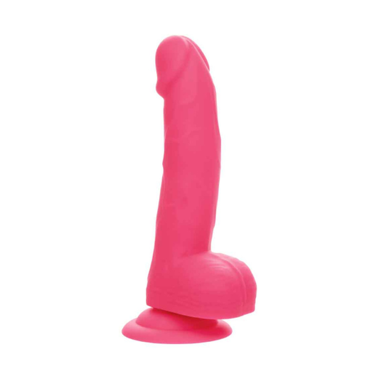 Neon Studs 6 Inch Flexible Silicone Suction Cup Dildo – Hot Pink