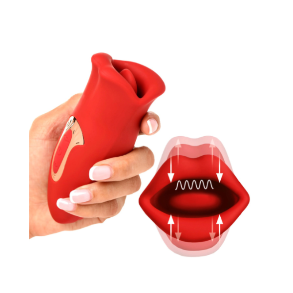 Lickgasm Kiss and Tell Clitoral Stimulator – Rechargeable Red Tongue Vibrator