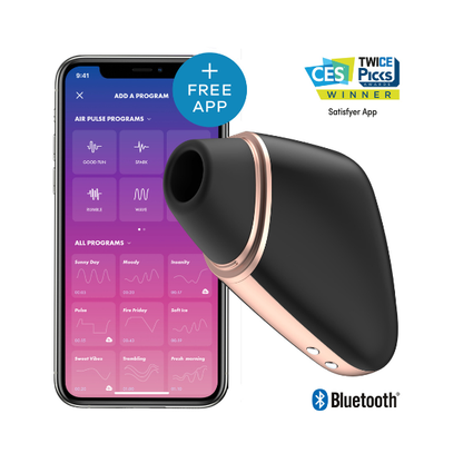 Love Triangle App-Controlled Clitoral Air Pulse Vibrator - Black