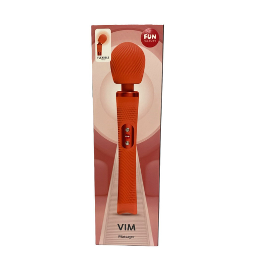 VIM Massager Orange Rechargeable Wand Vibrator 8 Modes Deep Rumbly