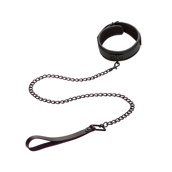 Nocturnal Collection Adjustable BDSM Collar & Chain Leash - Black