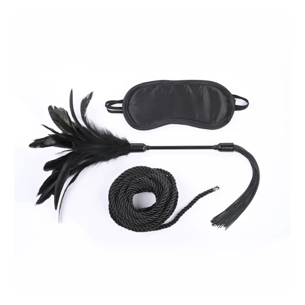 Beginner BDSM Sensory Kit 3-Piece Set - Black