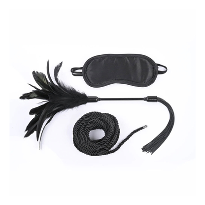 Beginner BDSM Sensory Kit 3-Piece Set - Black