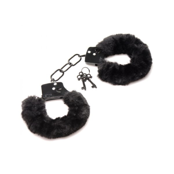 Black Faux Fur Adjustable Handcuffs – Sensual Bondage Cuffs