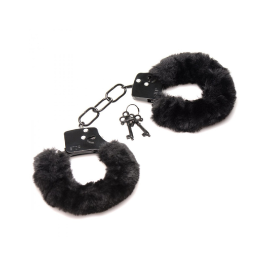 Black Faux Fur Adjustable Handcuffs – Sensual Bondage Cuffs