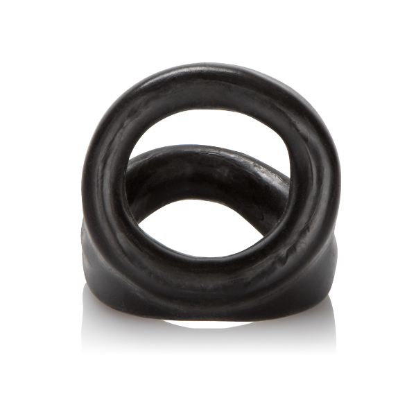 Dual Cock Ring with Scrotum Support - Black TPR