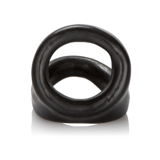 Dual Cock Ring with Scrotum Support - Black TPR