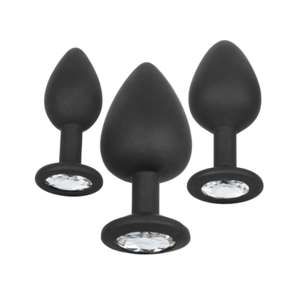 Silicone Gem Anal Training Kit - 3-Piece Jeweled Butt Plug Set