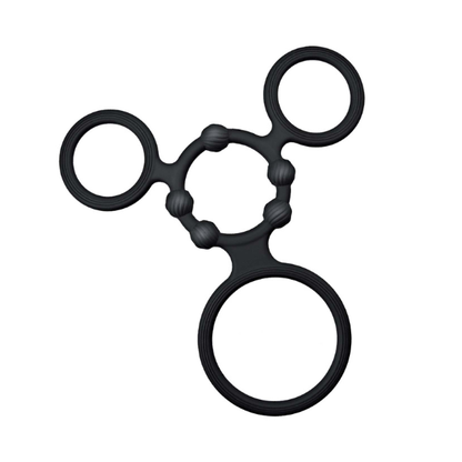 Quad Cock Ring Set for Men - 4 Textured Silicone Erection Enhancers Blac