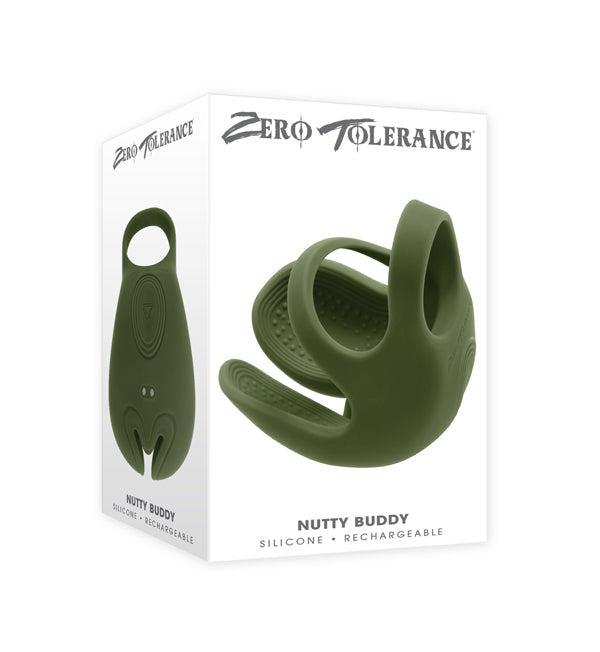 Rechargeable Scrotum Vibrator with Textured Cup - 9 Modes, Magnetic Charging Green