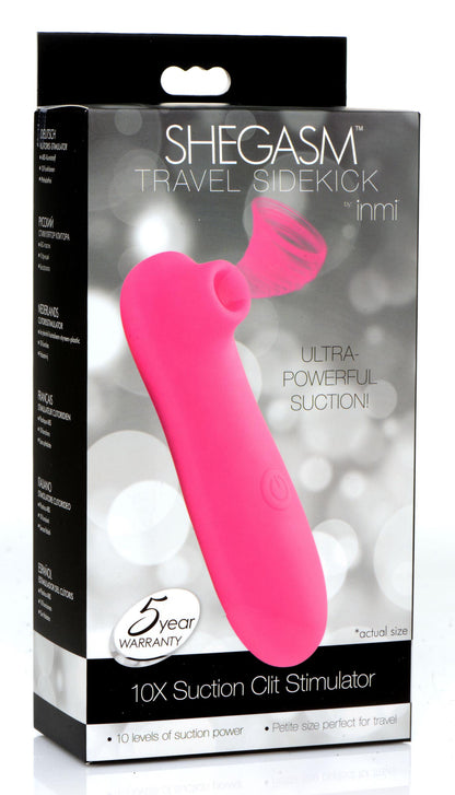 Shegasm Travel Sideslick Clit Suction Stimulator - 10 Suction Levels, Compact Pink