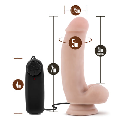 Cowboy 7 Inch Realistic Vibrator - Vanilla Realistic Dildo with Remote & Suction Cup