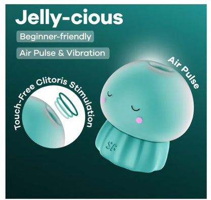 Jelly-Clous Green Air Pulse Clitoral Stimulator - Suction & Vibration Jellyfish Toy