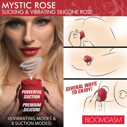 Mystic Rose Clitoral Suction & Vibration Stimulator - Red 10-Mode Rose Toy
