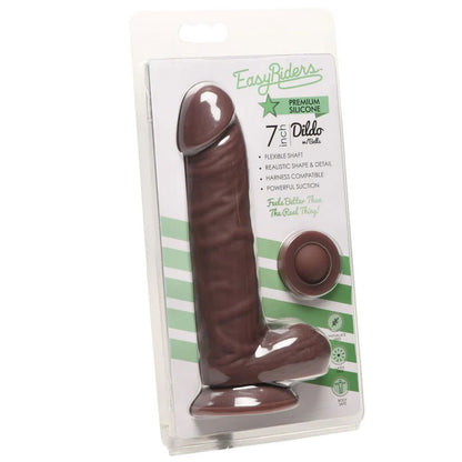 7" Realistic Silicone Dildo with Balls & Suction Cup - Dark
