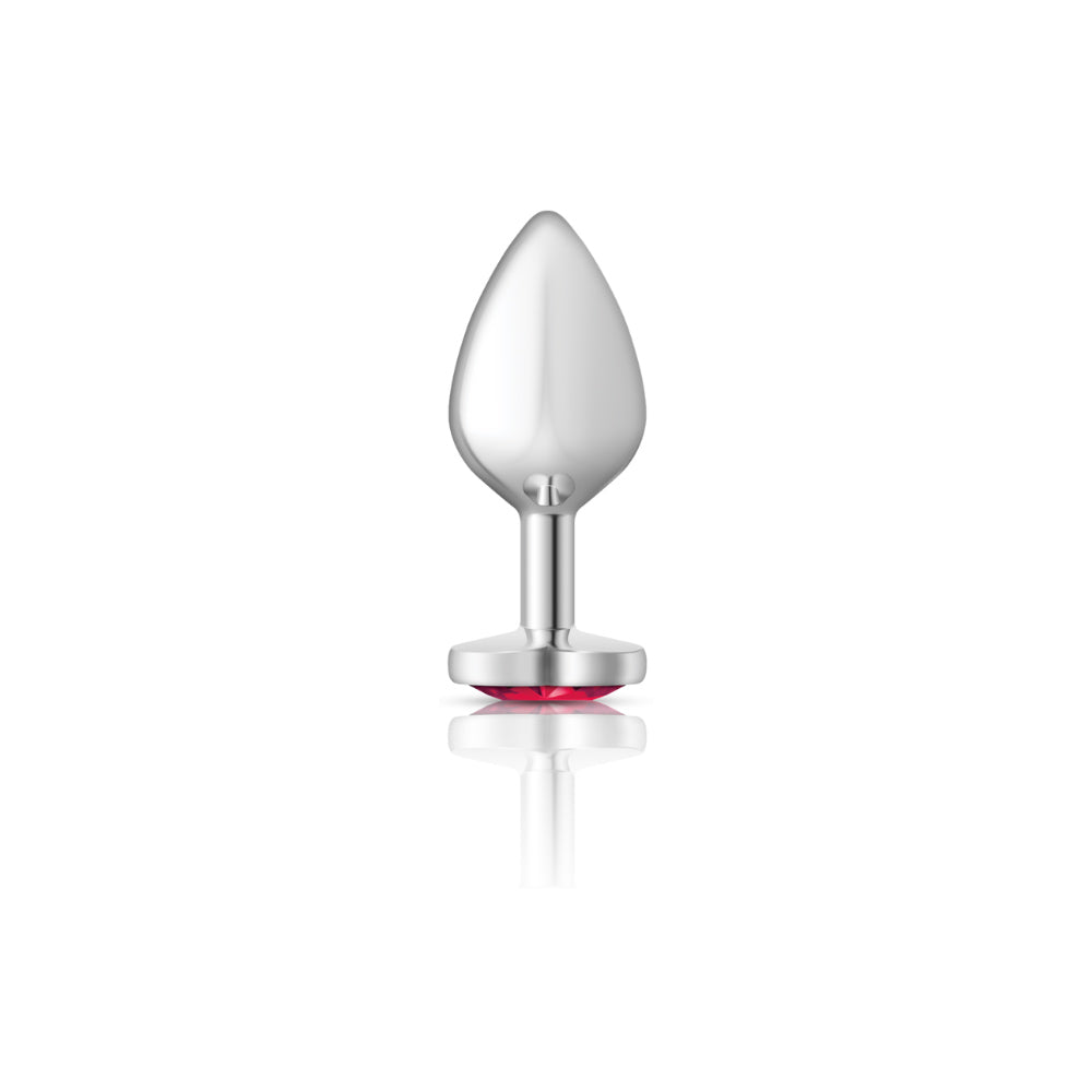 Medium Bright Pink Heart Jeweled Butt Plug - Metal Anal Plug Temperature Play