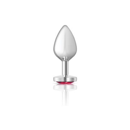 Medium Bright Pink Heart Jeweled Butt Plug - Metal Anal Plug Temperature Play