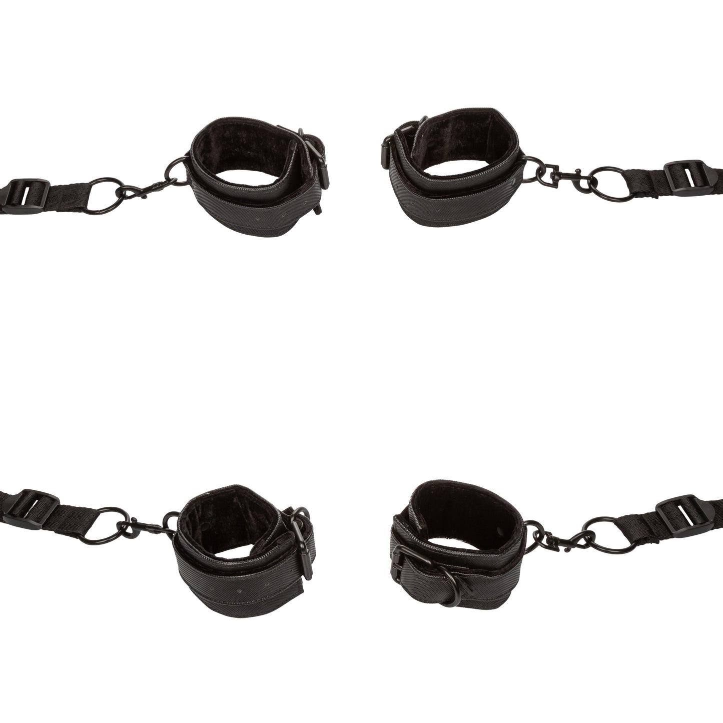 Adjustable Padded Bondage Cuffs Wrist & Ankle Set - Black