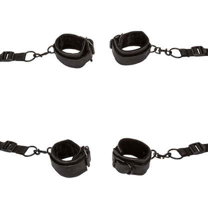 Adjustable Padded Bondage Cuffs Wrist & Ankle Set - Black
