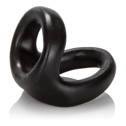 Dual Cock Ring with Scrotum Support - Black TPR