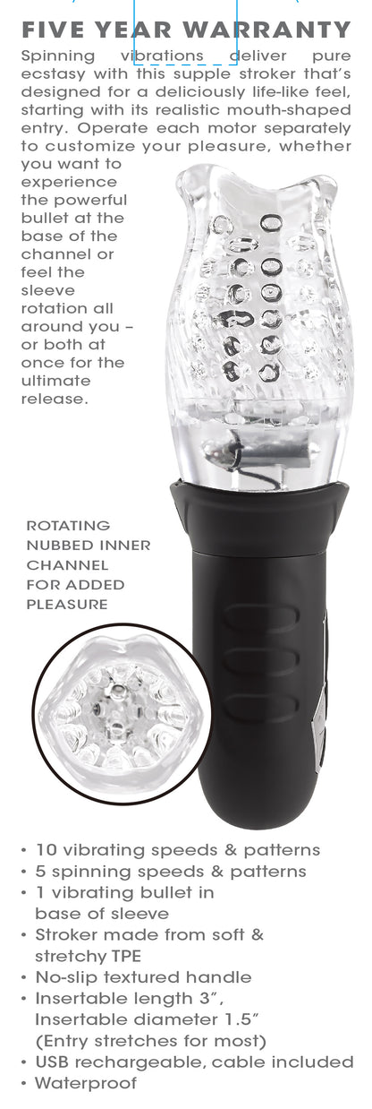 Cyclone Realistic Rotating Stroker - 10-Speed Vibrating Masturbator