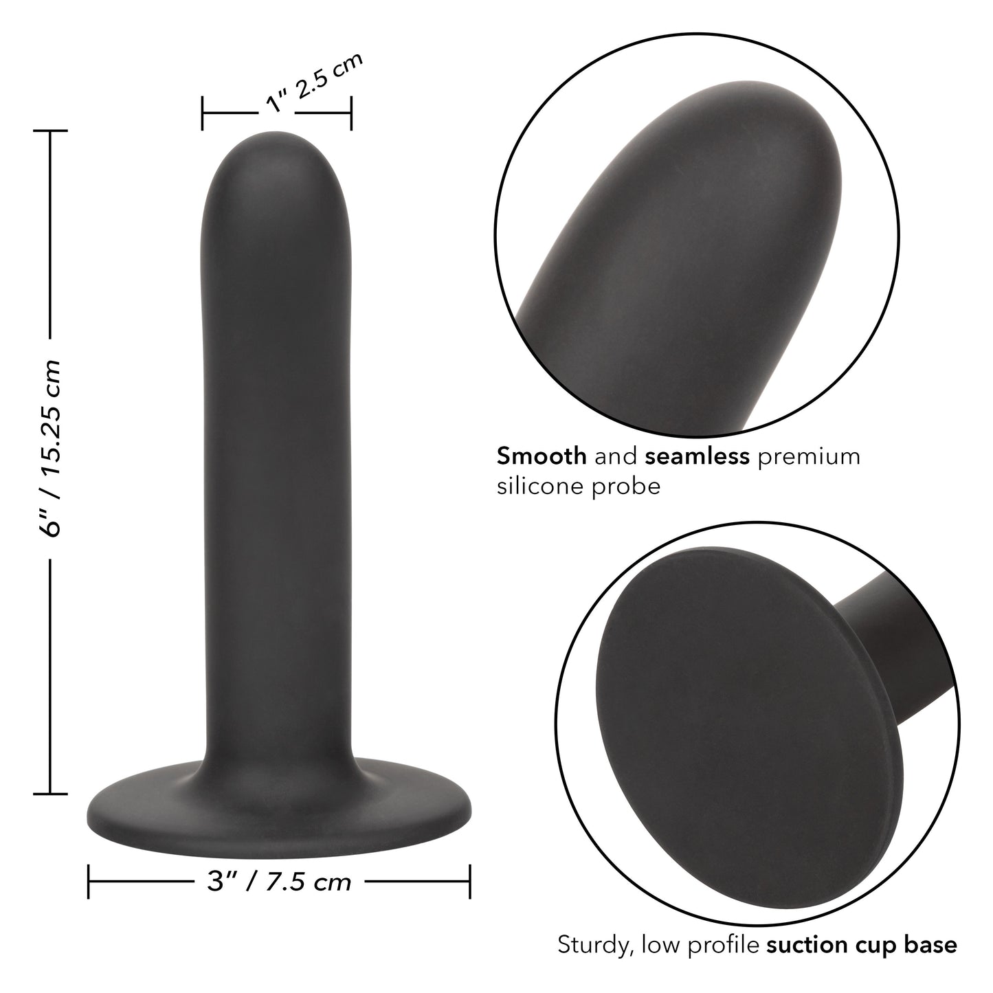 Boundless Smooth 6 Inch Silicone Suction Cup Dildo – Black