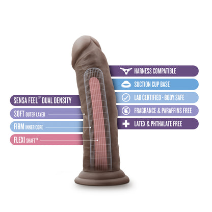 Au Naturel Realistic Chocolate Dildo 8" with Flex Shaft & Suction Cup
