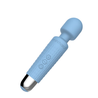 Halo Mini Wand Vibrator 20 Patterns Flexible Neck Waterproof Light Blue Rechargeable