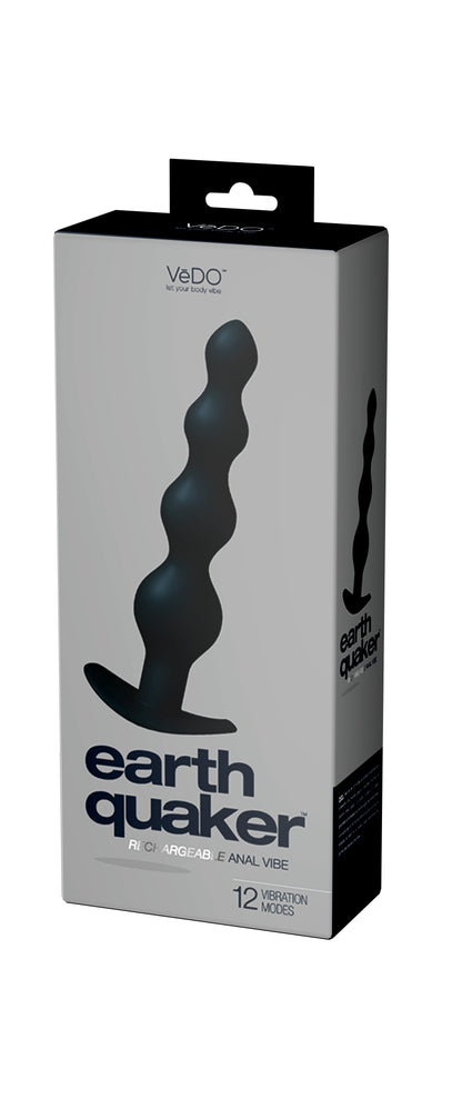 Earth Quaker Rechargeable Vibrating Anal Beads – 12 Modes Black