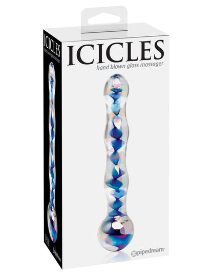 7" Curved Blue Glass Dildo G-Spot P-Spot Stimulator Icicles No. 8