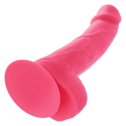 Neon Studs 6 Inch Flexible Silicone Suction Cup Dildo – Hot Pink