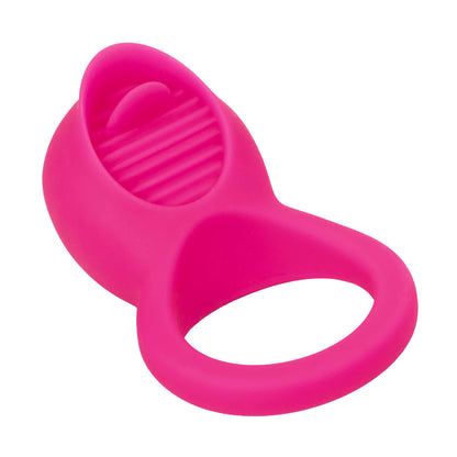 Rechargeable Tongue Vibrating Cock Ring - Silicone Teasing Tongue Enhancer, 12 Modes Pink