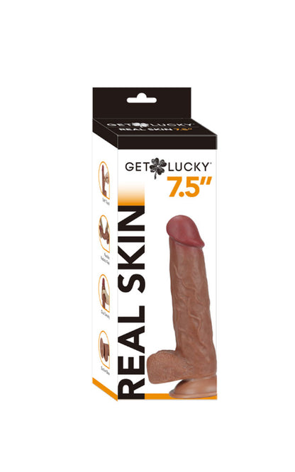 7.5 Inch Realistic Dual-Layer Dildo - Real Skin Lucky Tan
