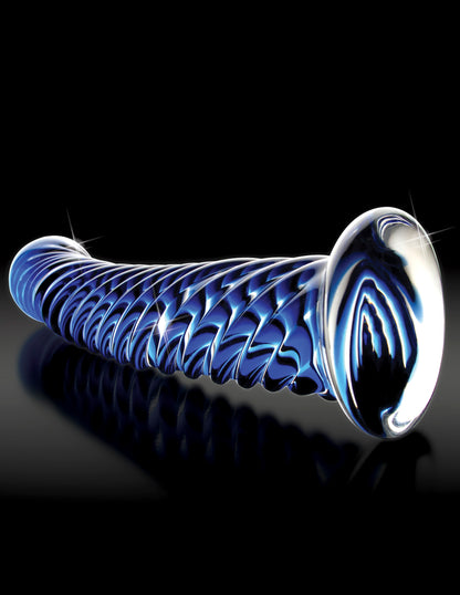 7" Blue Textured Glass Dildo Icicles No. 29 Hand-Blown G-Spot Probe