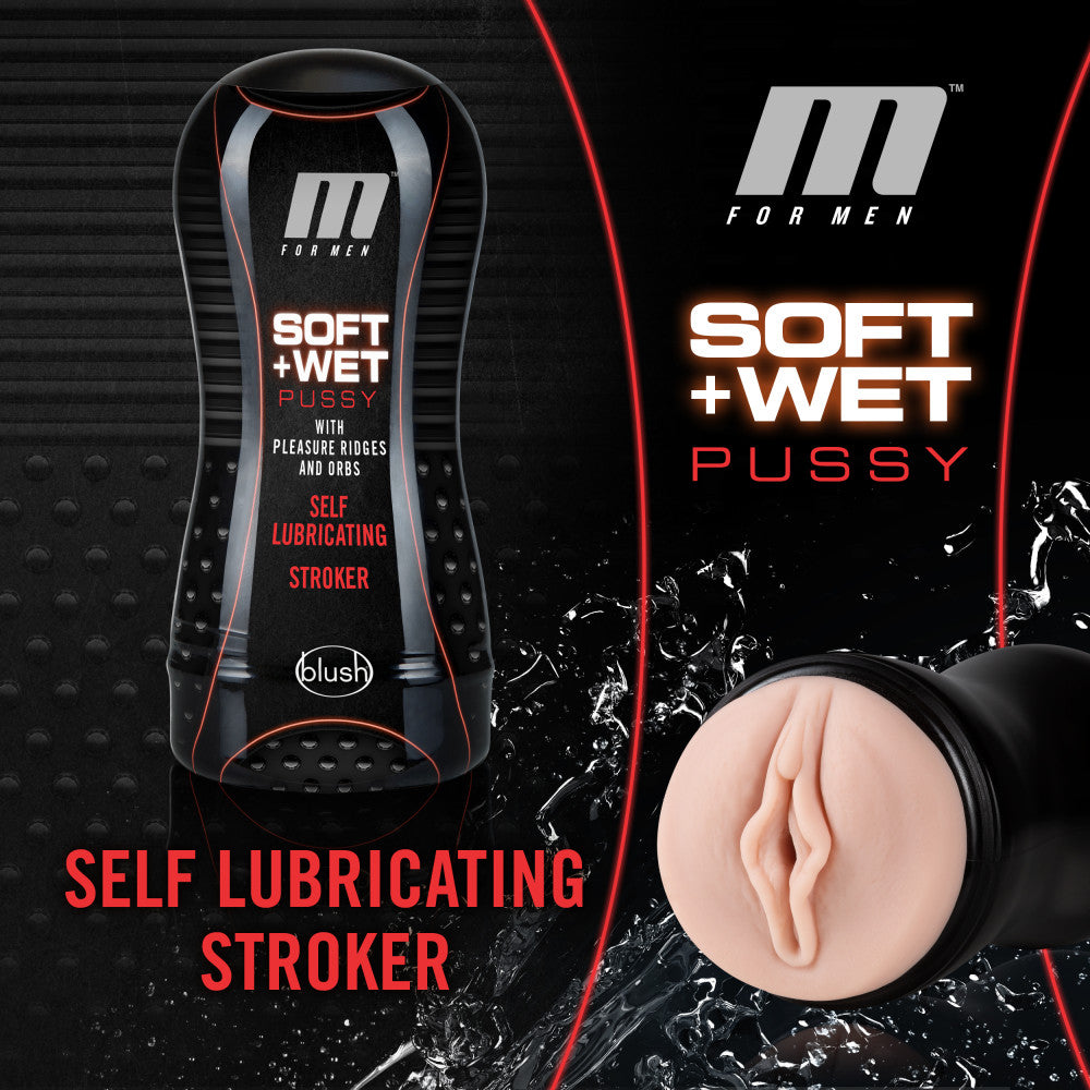 M for Men Soft & Wet Self-Lubricating Male Masturbator Cup - Realistic Vagina Stroker