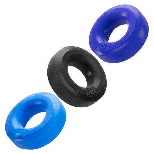 HUJ C-Ring Silicone Cock Ring Set – Non-Slip Blue Multi