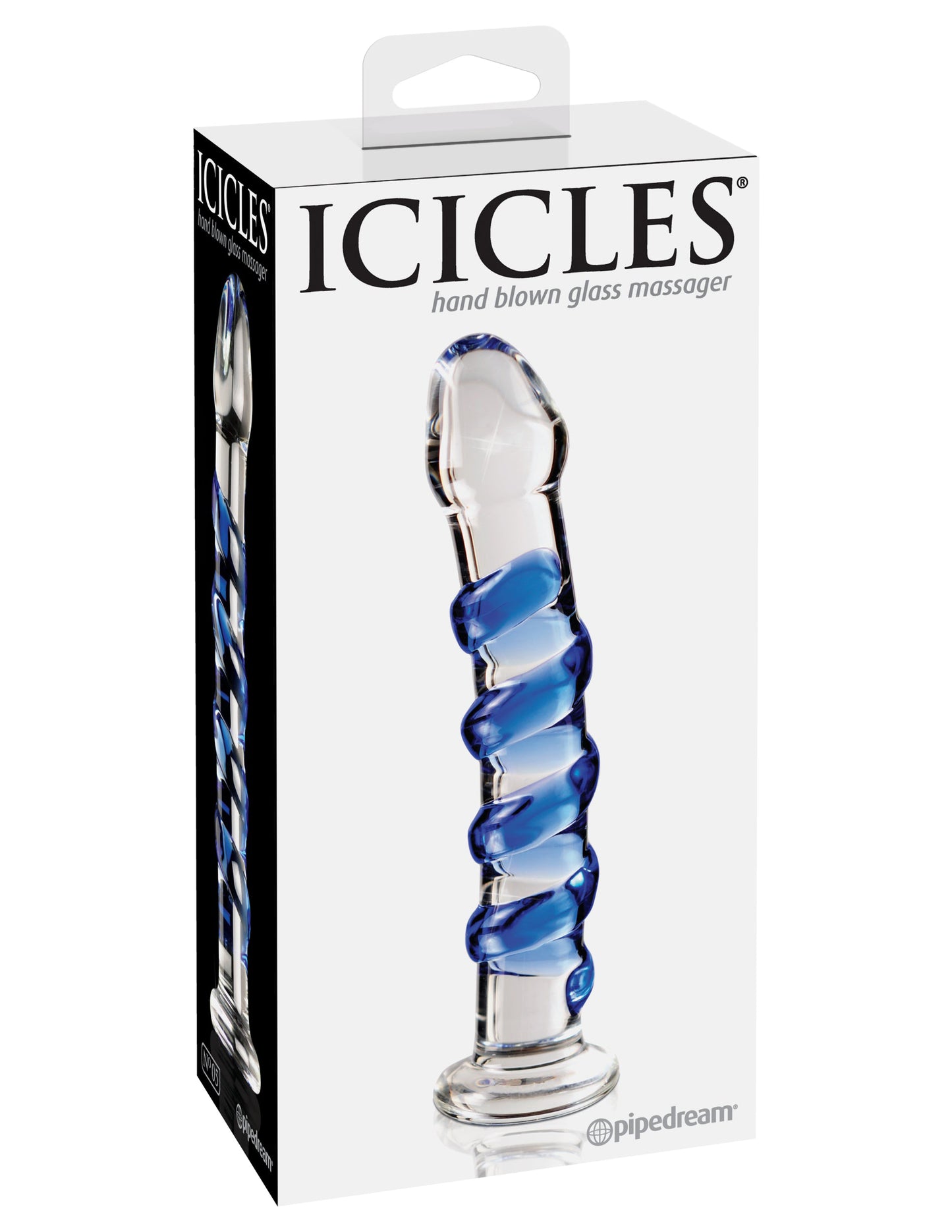 7" Textured Blue Glass Dildo Icicles No. 29 Hand-Blown Sensory Probe