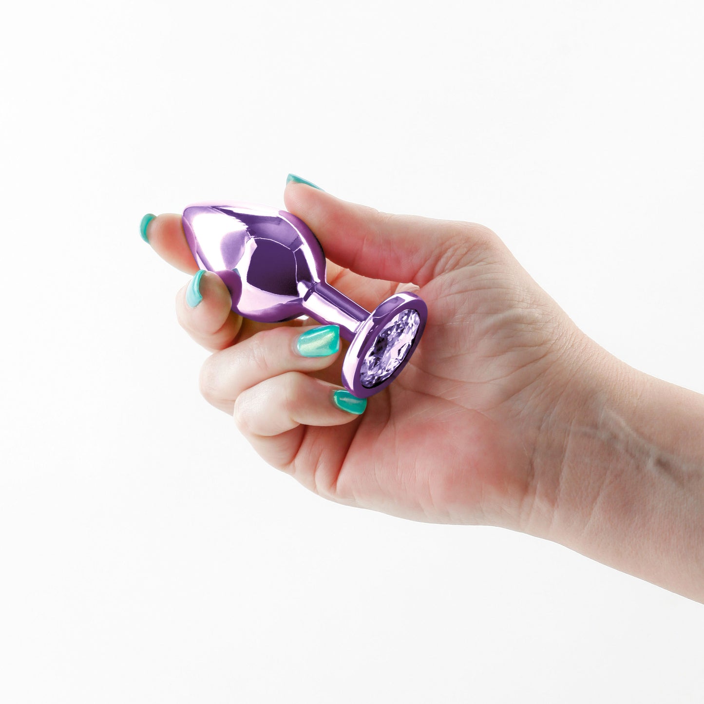 Medium Purple Jeweled Butt Plug - Chrome Anal Plug