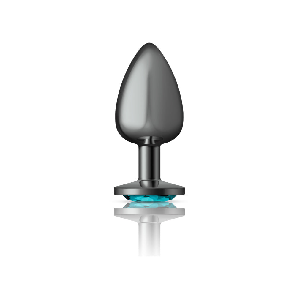 Large Teal Gem Metal Butt Plug - Jeweled Anal Plug Temperature Play