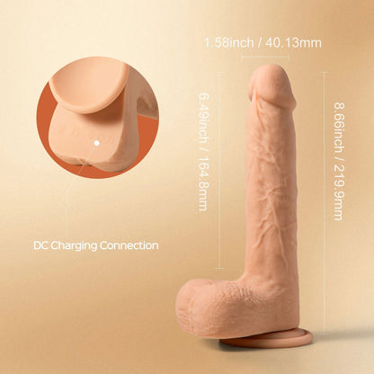 8.5 Inch Thrusting Vibrating Dildo App Controlled Heating Realistic Silicone