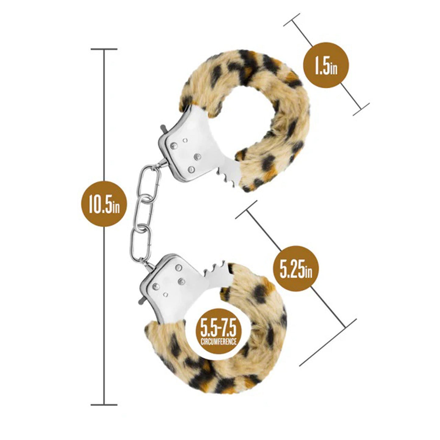 Beginner Leopard Print Faux Fur Cuffs - Black Quick-Release Bondage