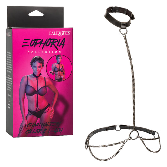 Euphoria Collection Chain Collar & Leash Harness - Black