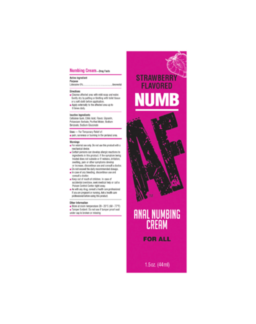 Numb AF Anal Desensitizer Cream - Strawberry Flavor 1.5oz Numbing Gel