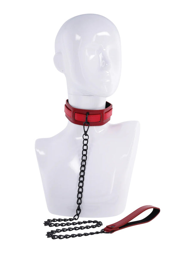 Ex's & Oh's Vegan Collar and Chain Leash Set - Red Black