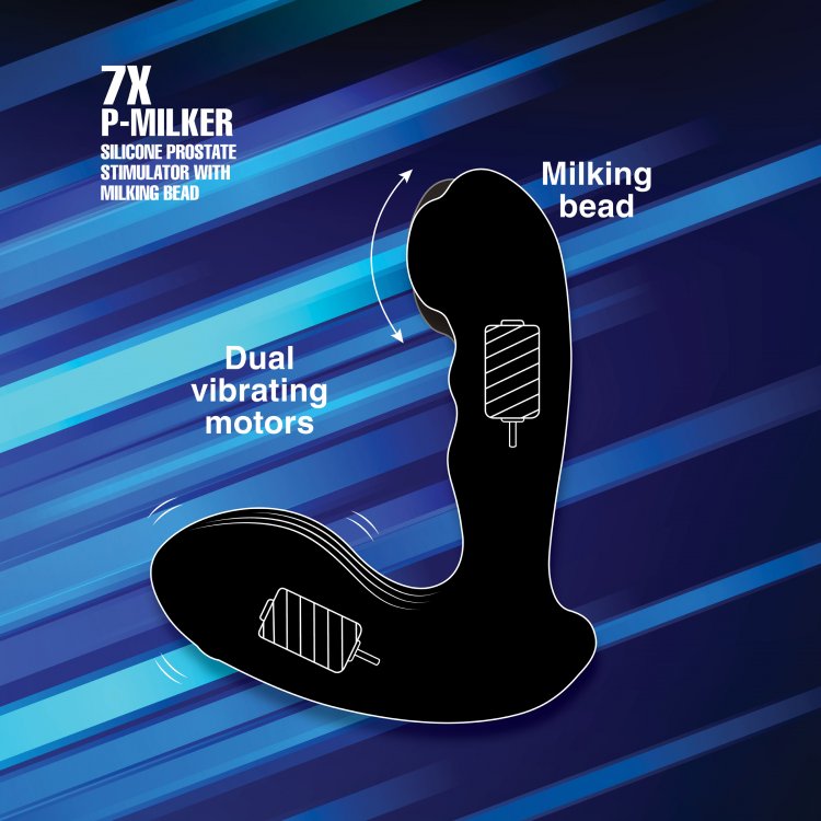 Rechargeable Thrusting Prostate Massager with Milking Motion & Remote - Black